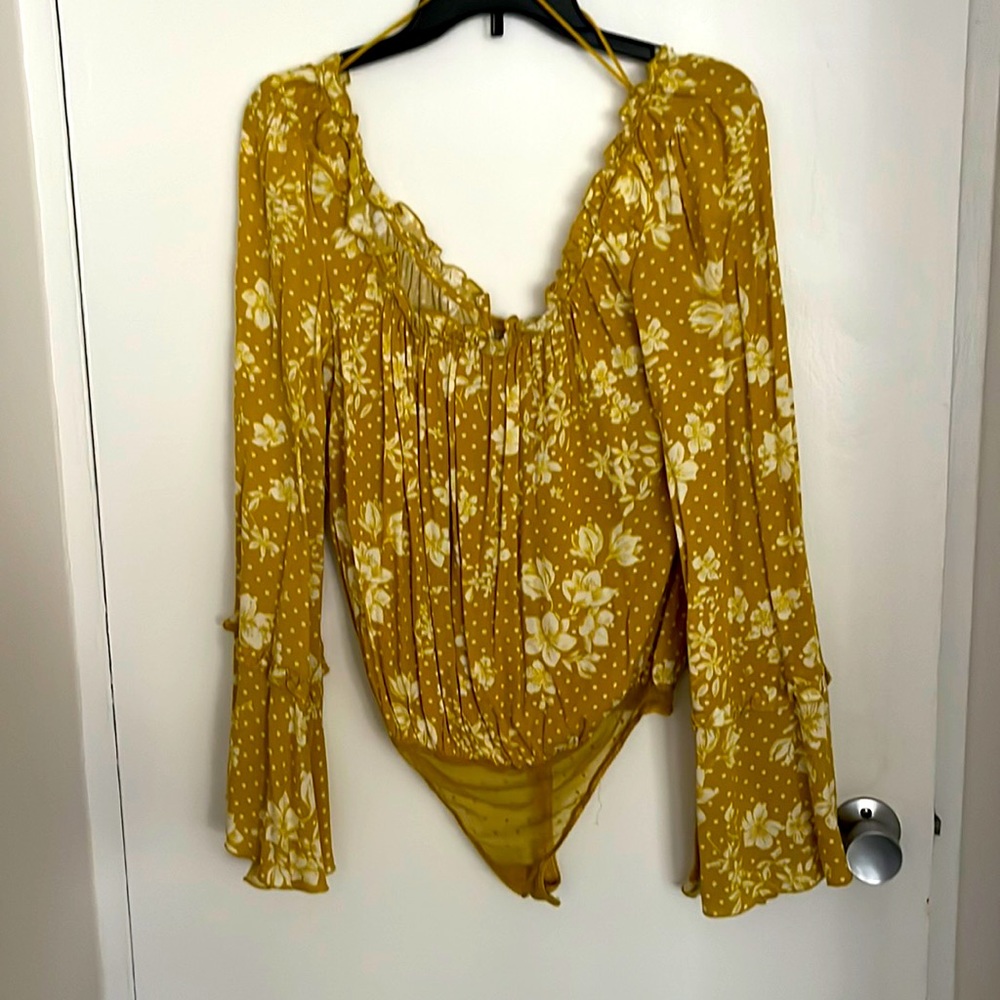 Floral free people bodysuit - never worn
